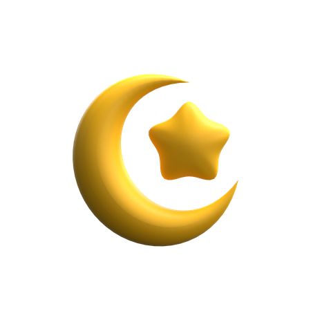 Croissant de lune et étoile  3D Icon