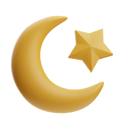 Croissant de lune et étoile  3D Icon