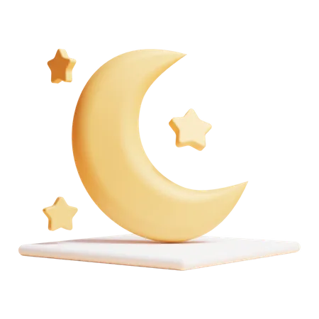 Croissant de lune et étoile  3D Icon