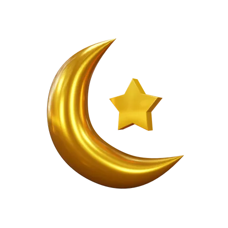 Croissant de lune et étoile  3D Icon