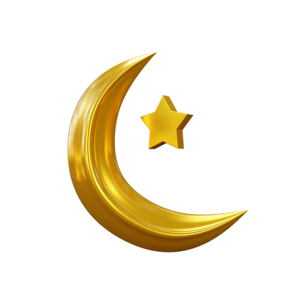 Croissant de lune et étoile  3D Icon