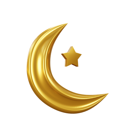 Croissant de lune et étoile  3D Icon