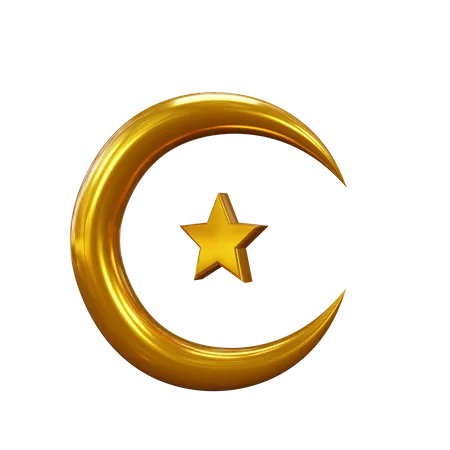 Croissant de lune et étoile  3D Icon