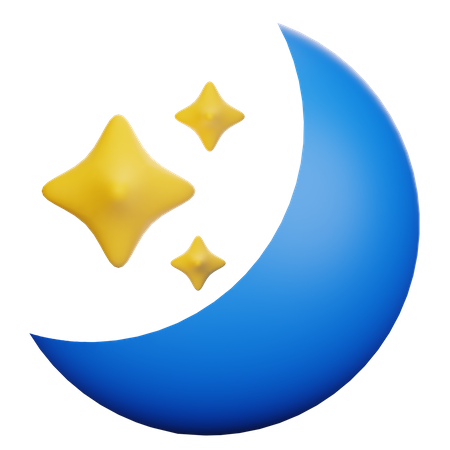 Croissant de lune et étoiles  3D Icon