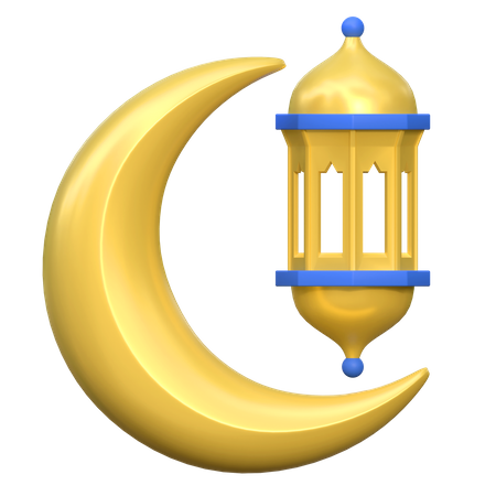 Croissant de lune et lanterne  3D Icon