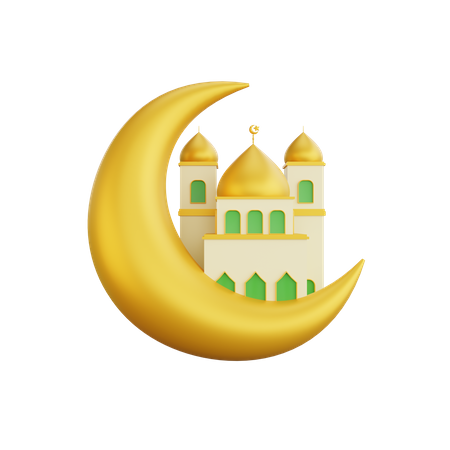 Croissant de lune et mosquée  3D Icon