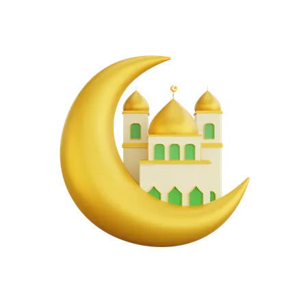 Croissant de lune et mosquée  3D Icon