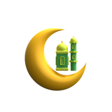 Croissant de lune et mosquée condamnée  3D Icon