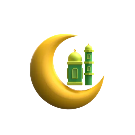 Croissant de lune et mosquée condamnée  3D Icon