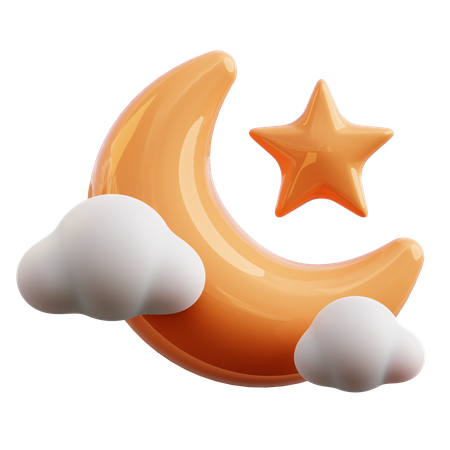 Croissant de lune nuageux  3D Icon