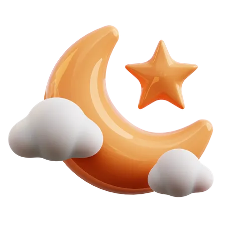 Croissant de lune nuageux  3D Icon