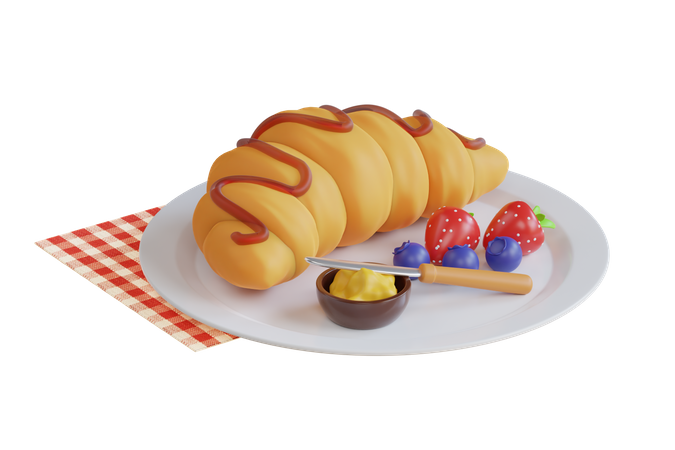 Croissant français  3D Icon
