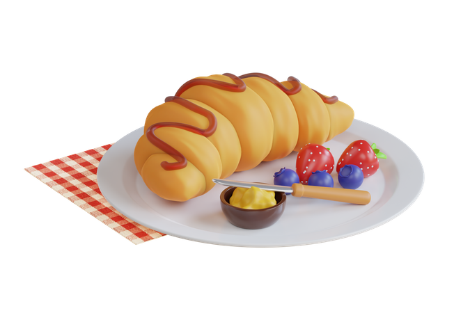 Croissant francés  3D Icon