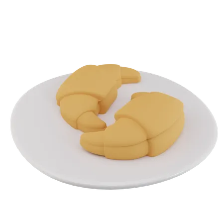 Croissant Plate 3D Icon