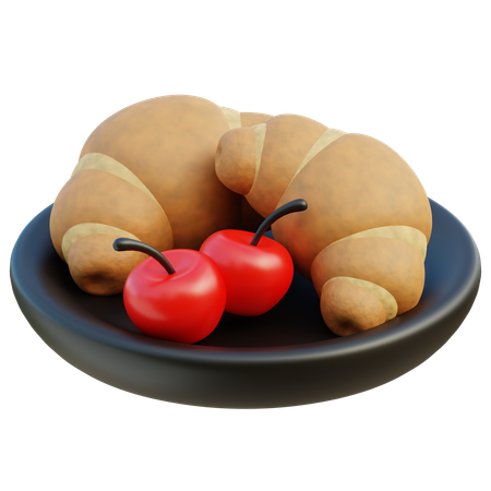 Croissants e cerejas  3D Icon