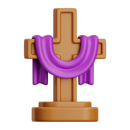 Croix avec draperie violette  3D Icon