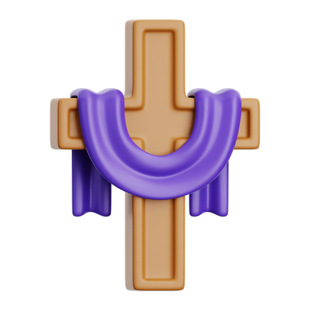 Croix avec tissu drapé  3D Icon