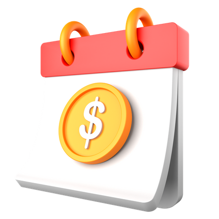 Calendario de pagos en dólares  3D Icon