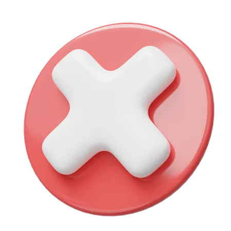 3 D Realistic Cross Check Mark Button Icon Red Circle With White Cancel Tick Floating On Transparent Symbol No Wrong Negative Decline Danger Concept Cartoon Icon Minimal Style 3 D Rendering 3D Icon