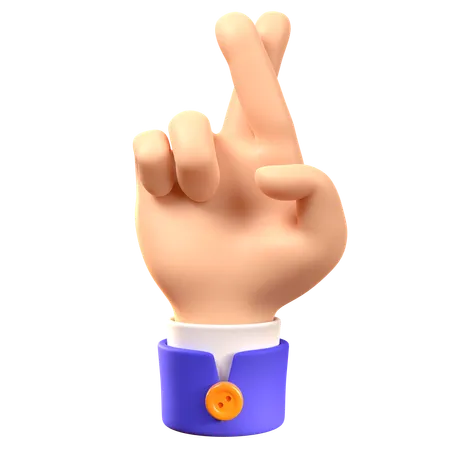 Cross Finger Hand Gesture  3D Icon