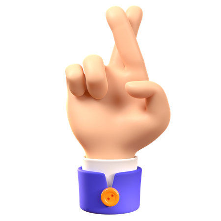 Cross Finger Hand Gesture  3D Icon