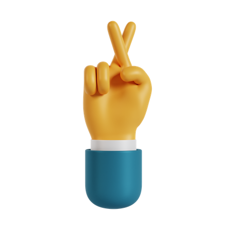 Cross Finger Hand Gesture  3D Illustration