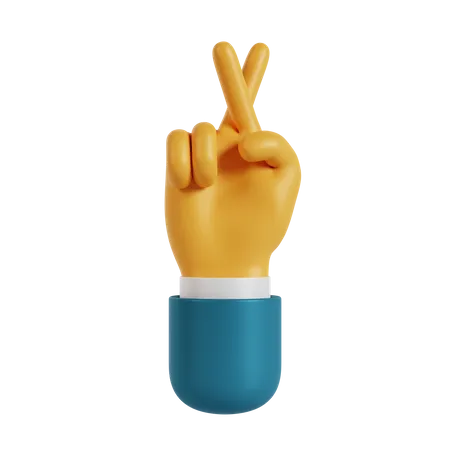 Cross Finger Hand Gesture  3D Illustration