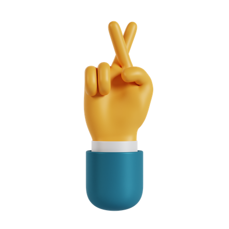 Cross Finger Hand Gesture 3D Illustration