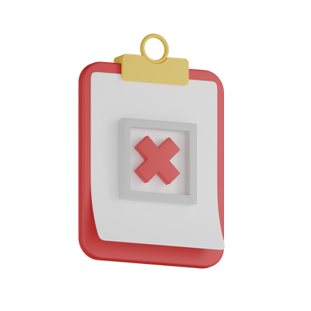 Cross Mark Clipboard  3D Icon