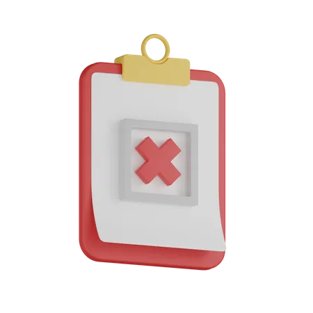 Cross Mark Clipboard  3D Icon