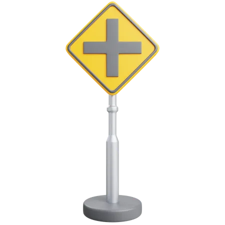 3 D Cross Road Sign With Isolated Background 3D Icon