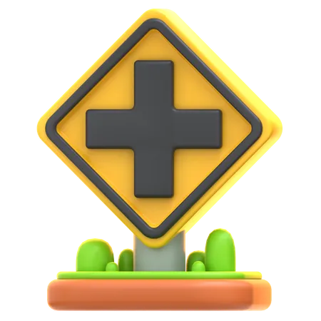 Cross Road Sign  3D Icon