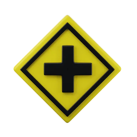 Cross Road Sign 3D Icon  3D Icon
