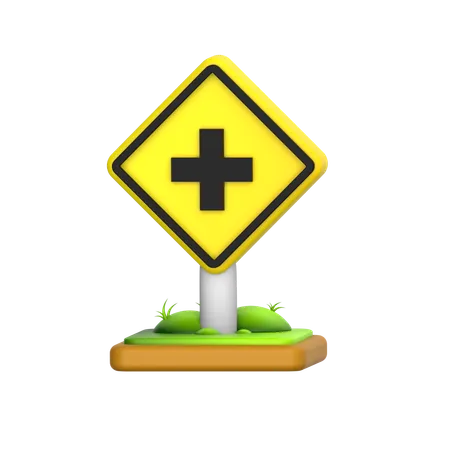 Cross Road Sign  3D Icon