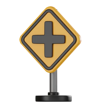 Cross Road Sign  3D Icon