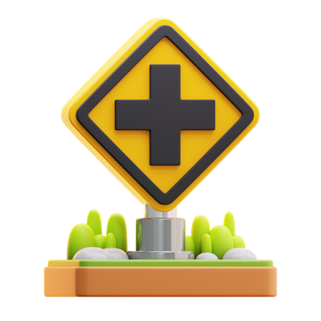 Cross road sign  3D Icon