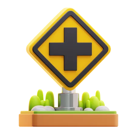 Cross road sign  3D Icon