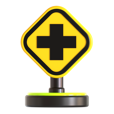 Cross Road Traffic Sign  3D Icon