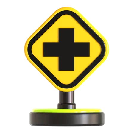 Cross Road Traffic Sign  3D Icon