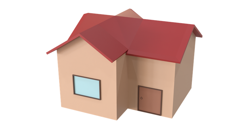 Cross Roof House  3D Icon