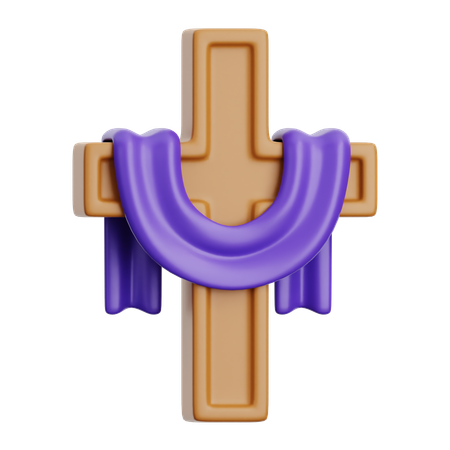 Cross With Draped Cloth  3D Icon