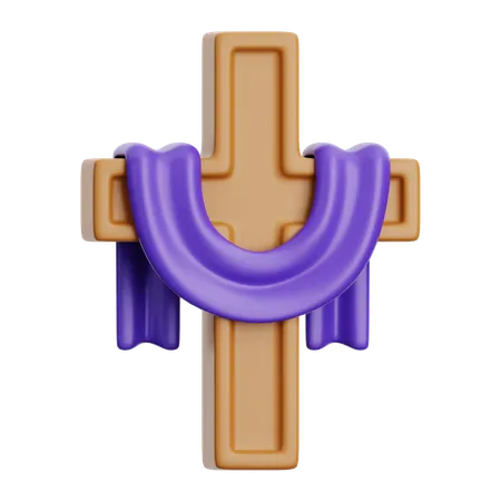 Cross With Draped Cloth  3D Icon