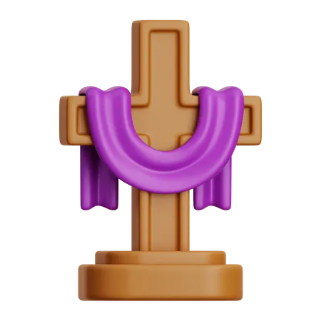 Cross With Purple Drapery  3D Icon