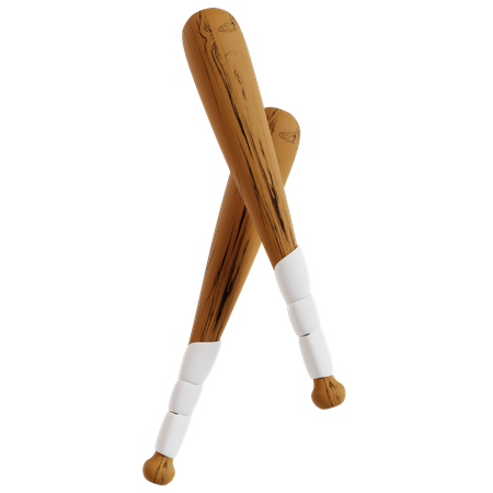 Crossed Baseball Bats Sports Gear  3D Icon