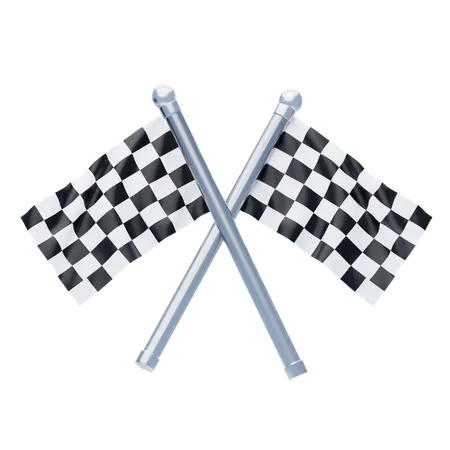 Crossed Checkered Flags  3D Icon