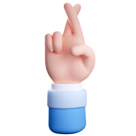 Crossed Finger Gesture  3D Icon