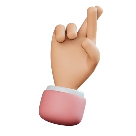 Crossed Finger Gesture  3D Icon