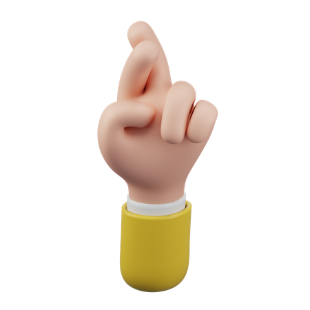 Crossed Finger Hand Gesture  3D Icon