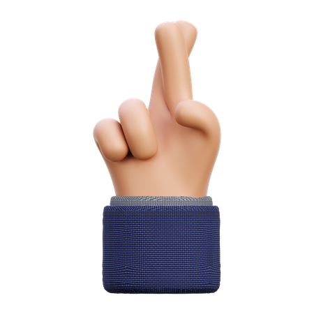 Crossed finger hand gesture  3D Icon