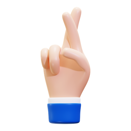 Crossed Finger Hand Gesture  3D Icon